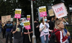 Anti-racism activists rallying in Brentford on Wednesday. 