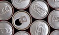 Overhead view of cans of drink