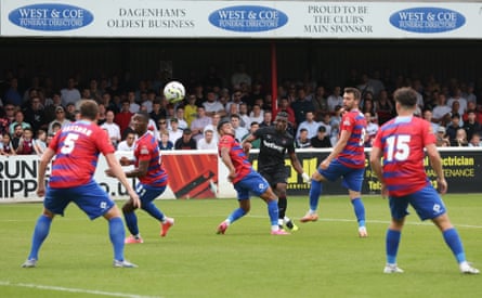 West Ham United’s Mohammed Kudus curls in an effort against Dagenham & Redbridge