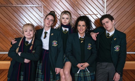 (L-R) Nicola Coughlan, Louis Clare Harland, Saoirse Monica Jackson, Jamie-Lee O’Donnell and Dylan Llewellyn in Derry Girls