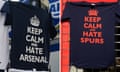 Arsenal and Tottenham fans' shirts