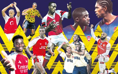 Thierry Henry, David Rocastle, Ian Wright, Kolo Touré and Nwankwo Kanu, Alexandre Lacazette, Sol Campbell, Vieira, AShley Cole, Paul Davis, Bukayo Saka.