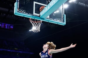 Masa Jankovic of Serbia scores in the women’s basketball against China