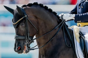 Henri Ruoste of Finland riding Tiffanys Diamond during the Equestrian team and individual dressage grand prix qualifier