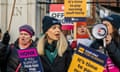 Nurses on strike outside the Royal Marsden hospital in South Kensington in February.