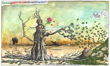 Martin Rowson on Keir Starmer’s green policy U-turn – cartoon