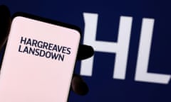 Hargreaves Lansdown logo on a smartphone in front of company's logo