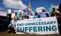 Pro-assisted dying campaigners outside Parliament