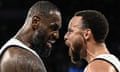 LeBron James and Stephen Curry celebrate their narrow victory over Serbia in the Olympic semi-final