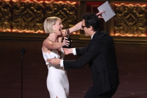 Choreographer Justin Peck accepts the award for best choreography for Illinoise