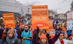 Junior doctors demonstrating in Trafalgar Square