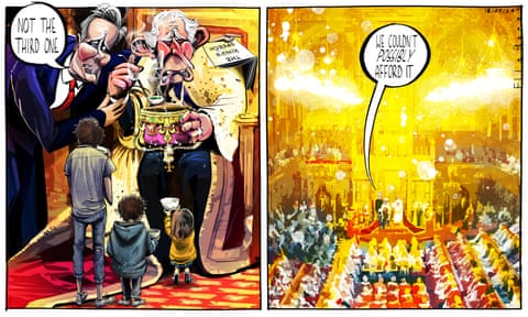 Ella Baron on Labour’s failure to address the two-child benefit cap in the king’s speech – cartoon, panel 1