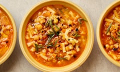 Meera Sodha’s pasta with chickpeas, preserved lemon and chilli.