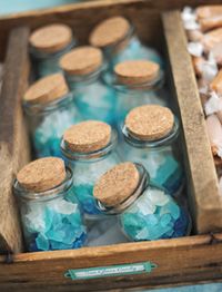 Bottled seaglass candy is the perfect wedding favor for a beach or nautical wedding