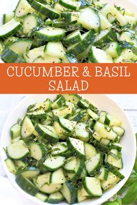 Cucumber and Basil Salad ~ Simple ingredients and minimal prep work make this easy and fresh side dish a summertime winner!  via @thiswifecooks