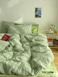 Shop Ever Lasting's high quality, soft, cozy and stylish bedding sets and start your next room makeover. Buy Stripe Bedding Set / Green and enjoy its softness and quality. Our collections include duvet covers, comforters and bed sheets. Enjoy free US and international shipping.