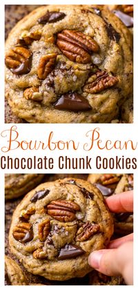 Brown Butter Bourbon Pecan Chocolate Chunk Cookies - Baker by Nature