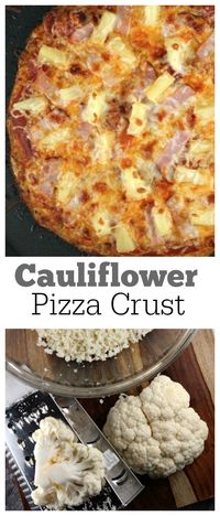 Grate Cauliflower to make an easy PIZZA CRUST- low carb, low fat, gluten free. An acceptable alternative to regular pizza crust for those who are dieting or have intolerance to gluten.