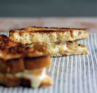 Grilled beer and cheese sandwich.