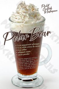 Our Polar Bear Coffee Masterpiece Poster Part of our NEW 12x18 set of Masterpieces posters, hang this awesome poster up today. Sure to be a featured part of any rec room, kitchen, living room, or anywhere else the art of the cocktail is appreciated! Check out our other posters in this set on Etsy.