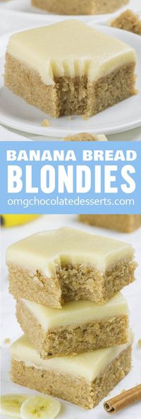 If you love banana bread but blondies as well, you must try this easy Banana Bread Blondies recipe. With sweet browned butter frosting they are over the top!