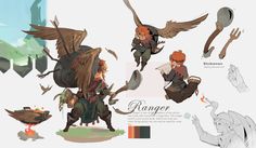 the concept art for an animated game character