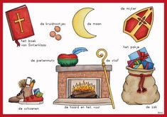 an image of a christmas card with different things in front of the fire and presents