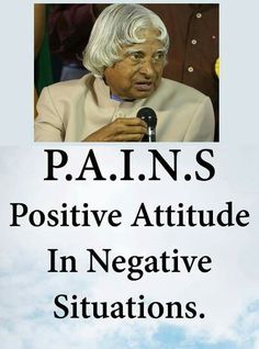 an old woman holding a microphone in front of a sign that says pain s positive attitude in negative situations