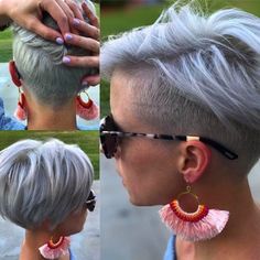 Pixie Hair, Pixie Undercut Hair, Hairstyles Trendy, Popular Short Hairstyles, Cut Hairstyles, Short Grey Hair