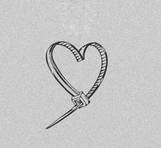 a drawing of a heart with a knife stuck in it