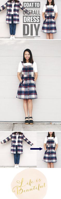 the instructions for how to make a plaid dress