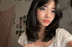 Medium Length Haircut With Wispy Fringe, Short Asian Layered Hair, Shower Bangs, Haircut Inspo Medium, Short Layered Hair With Curtain Bangs, Haircut Inspo