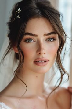 Natural Wedding Makeup Red Lips, Wedding Hair For Oval Face Shape, Bridal Makeup Glowy Dewy Skin, Copper Bridal Makeup, Natural Wedding Makeup For Hooded Eyes, Soft Glam Bridal Makeup Pale Skin, Old Hollywood Bridal Makeup, Simple Wedding Makeup For Green Eyes, Soft Wedding Makeup For Hazel Eyes