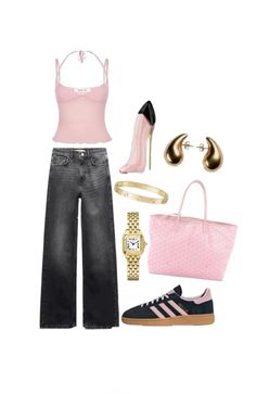 #ootd #outfits #outfitstyle #outfitidea #outfittrends #denim #pink #adidas #style #fashion Outfits With Pink Jeans, Adidas Grand Court Outfit Women, Trendy Outfits Pink, Casual Outfits Cargo Pants, Pink And Denim Outfit, Fashion Outfits Preppy, Vacation Outfits Winter, 2000 Style Outfits, Cargo Pants Outfit Plus Size