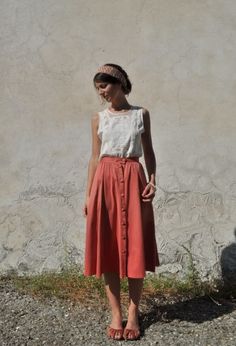 Outfit Chic, Vintage Mode, Skirt Midi, Looks Style, Mode Style, Looks Vintage