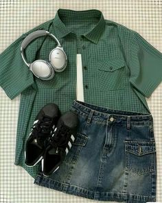 Vintage Green Outfit, Green Outfits Aesthetic, Summer Academia, Summer Vintage Outfits, Y2k Outfit, Outfits Verano, 가을 패션, Lookbook Outfits