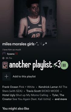 an image of a man in a basketball uniform on his cell phone with the caption another playlist 3 0