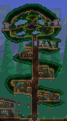 Terraria Tree House, Simple Cabins, Terraria Houses, Terraria Game, Terrarium Base, Arte Bob Marley, Terraria Tips, Terraria House Design, Terraria House