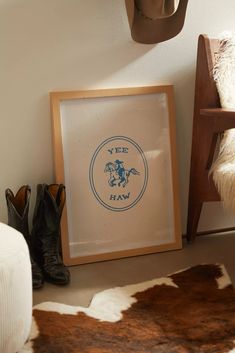 Emma Boys Yee Haw In Blue Art Print | Urban Outfitters Blue Art Print, Blue Art Prints, Yee Haw, Natural Wood Frames, Wood Frames, Recycled Wood, Blue Art, Abba, Future House