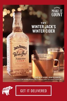 an advertisement for jack daniels winter cider