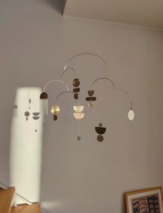 Brass Mobile Nursery Mobile Hanging From Ceiling, Brass Mobile, Homemade Mobile, Evening Lighting, Room Decor Hanging, Home Sculpture, Mid Century Nursery, Kinetic Mobile, Gentle Movement