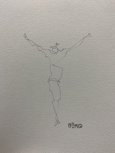 a drawing of a man standing with his arms outstretched