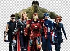 the avengers movie poster with many people standing in front of them, all dressed up as superhero