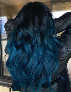 Black Hair With Blue Highlights, Teal Hair Color, Blue Black Hair Color, Blue Black Hair, Fall Winter Hair Color, Black Hair Balayage, Teal Hair