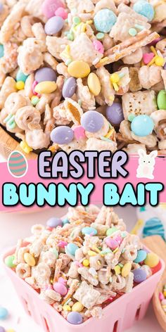 an easter bunny bar recipe with marshmallows and pretzels in the background