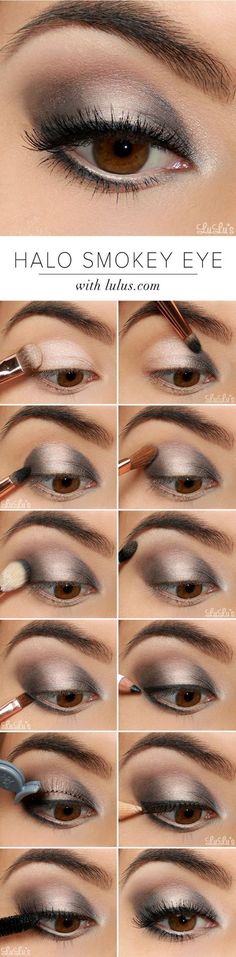 Make Up Mata, Kuas Makeup, Silver Smokey Eye, Smoky Eye Makeup Tutorial, Eyeshadow Tutorial For Beginners, Make Up Tutorials