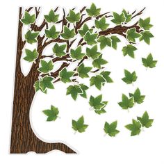 a tree with green leaves is shown in the shape of a sticker on a white background