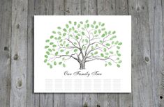 a family tree with green leaves on it