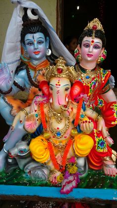 the statue of lord ganesh is displayed