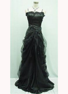 Black Satin and Tulle Straps Beaded Long Party Dress, A-line Black Pro - dreamydressprom Masquerade Ball Dress, Masquerade Ball Dresses, Masquerade Ball Gowns, Evening Dress Beaded, Mode Emo, Prom Dress Inspo, Mode Glamour, Long Party Dress, Chique Outfits